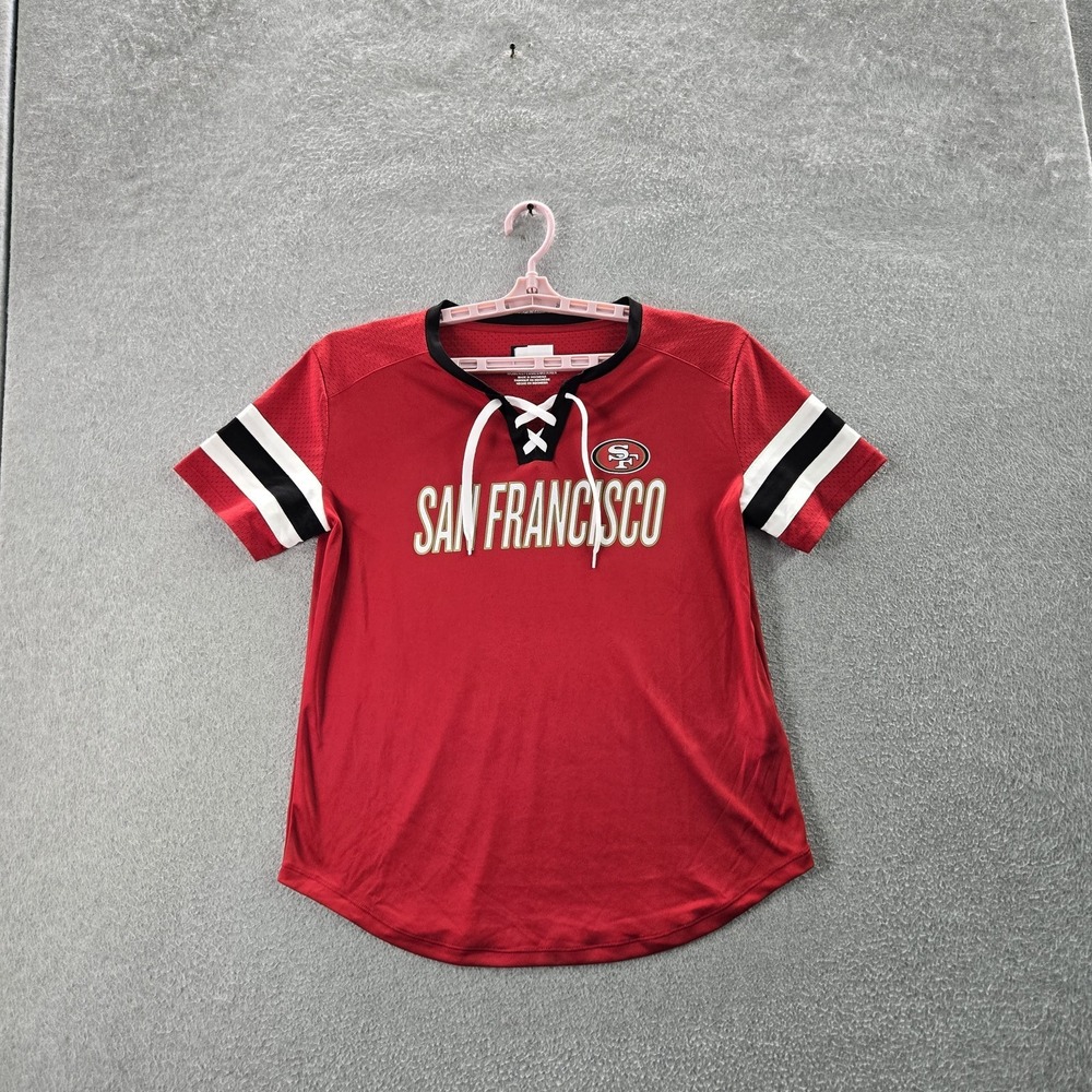 San Francisco 49ers Women Jersey M Red Activewear Logo V-Neck Pullover